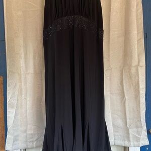 R&M Richards Black Maxi Dress with Embellished Waist